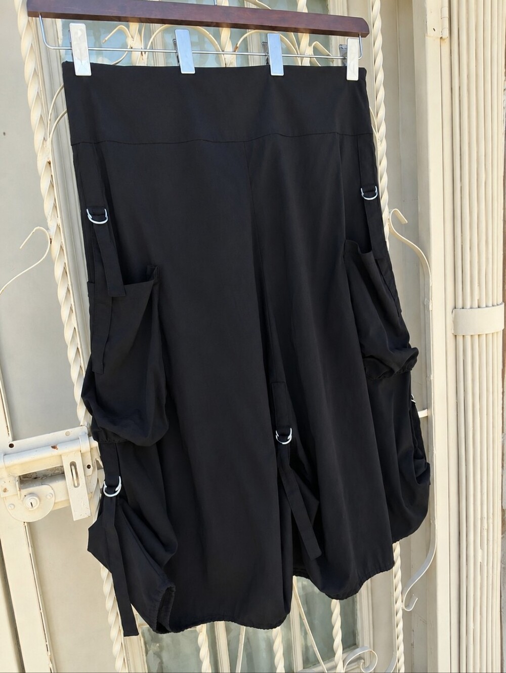 Alison Sheri Black Gothic Utility Skirt D-Ring Pocket Stretch Women Size X-Large - Picture 7 of 16